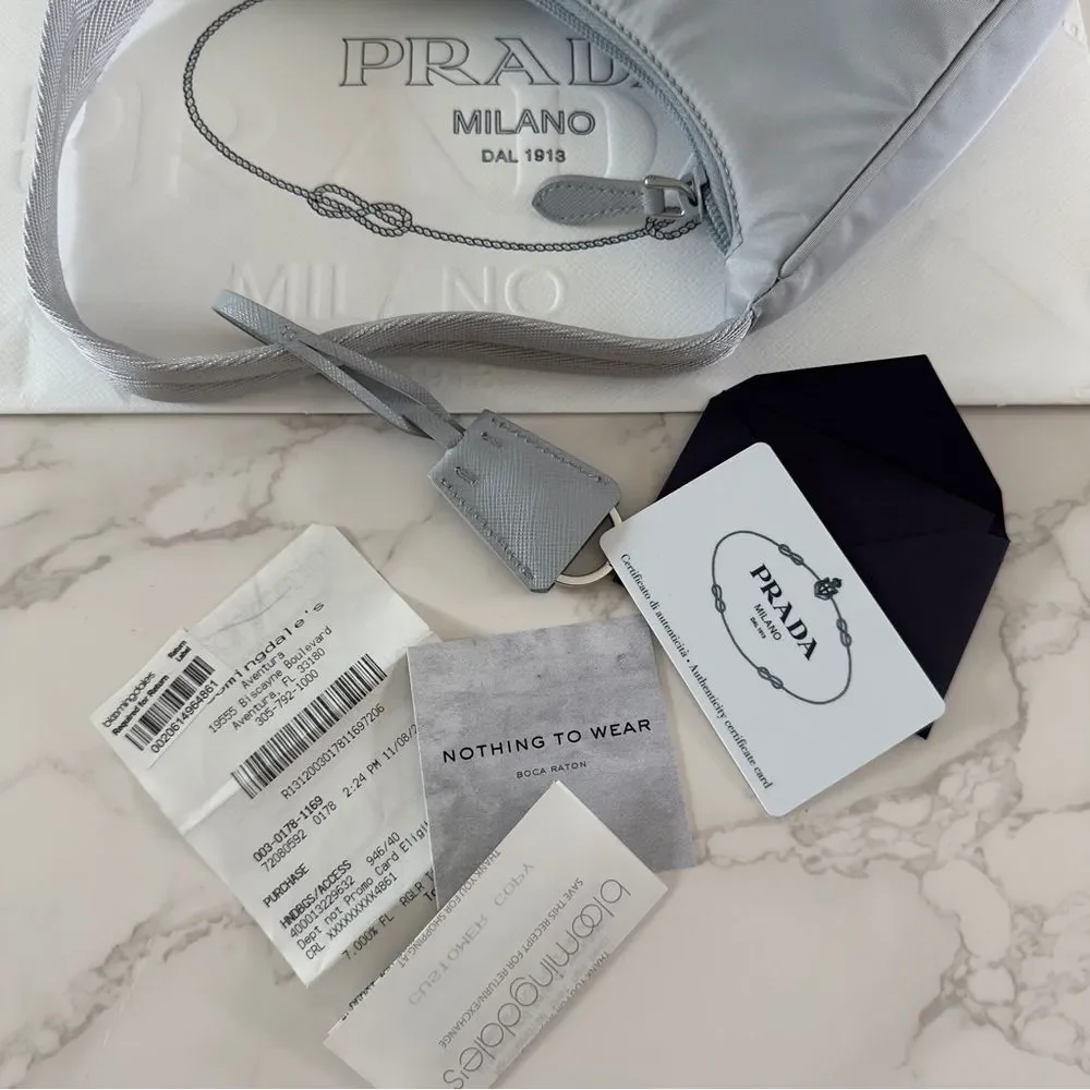⭕️ PRADA Mini Bag Re-Nylon Re-Edition 2000 Grey - Picture 5 of 7